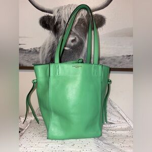 J&M Davidson tote bag in a bright green leather color